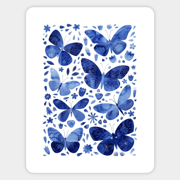 Blue Butterflies Watercolor Art Sticker by NicSquirrell